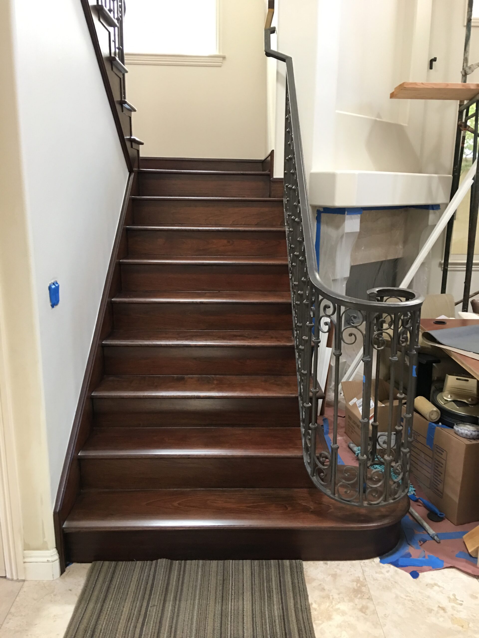 Custom Hardwood Floor Stair Installation.