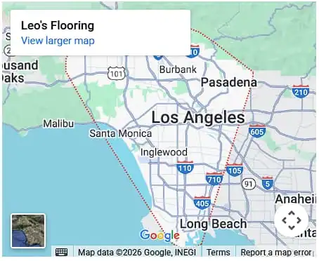 Map showing service areas for Leo's Flooring.